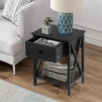 Drawer Sofa Side Table with Storage Shelf for Living Room, Bedroom