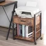 File Cabinet, Industrial Printer Stand with Storage for Home Office, 1 Drawer, Easy Assembly,
