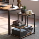 Industrial End 3 Tier Table for Living Room, Bedroom, Nightstand with Storage, Easy Assembly