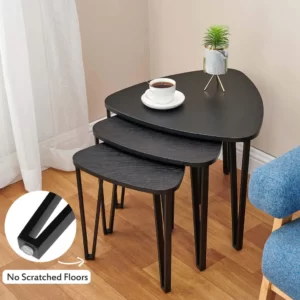 Black Nesting-Tables Living Room Coffee Table Sets of 3