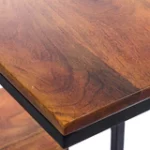 Iron Framed Side End Table with Lower Shelf E Shaped.