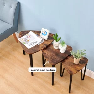 Brown Nesting-Tables Living Room Coffee Table Sets of 3