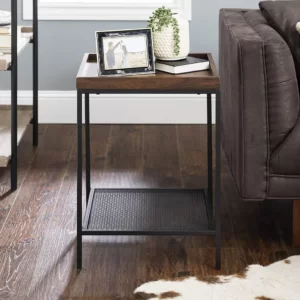 Industrial Farmhouse Square Tray Style Side End Accent Table Living Room